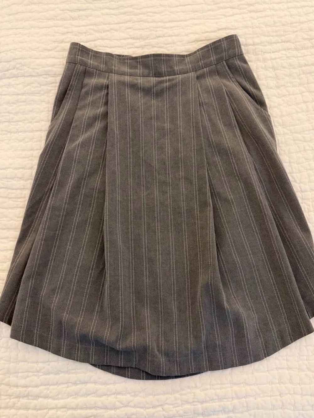 ALLISON WONDERLAND Gray Pinstripe A-Line Skirt